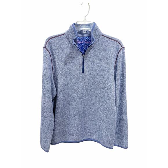 Robert Graham Cariso Heathered Quarter Zip Pullover Navy Small